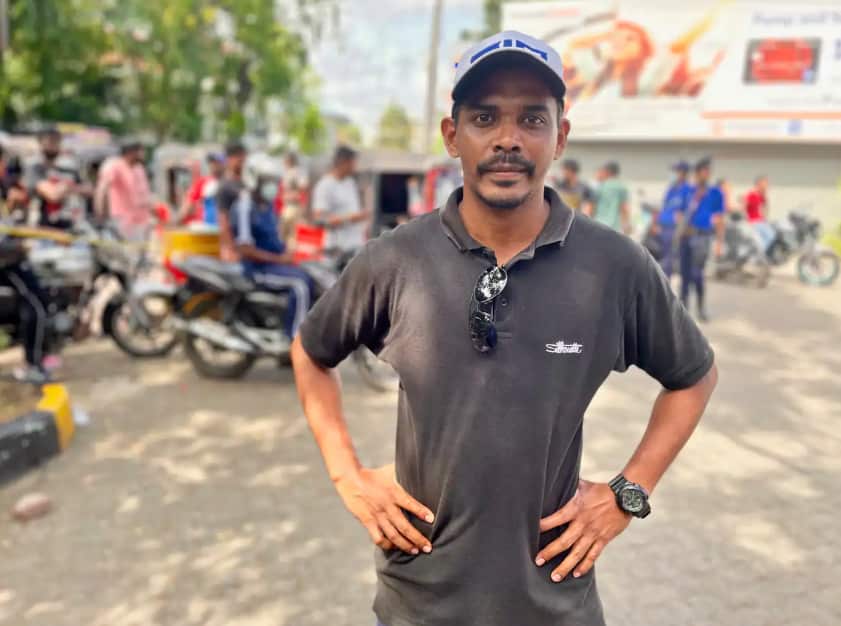 Brian Jason spent six days away from his wife and child waiting for fuel in Sri Lanka's capital, Colombo. 