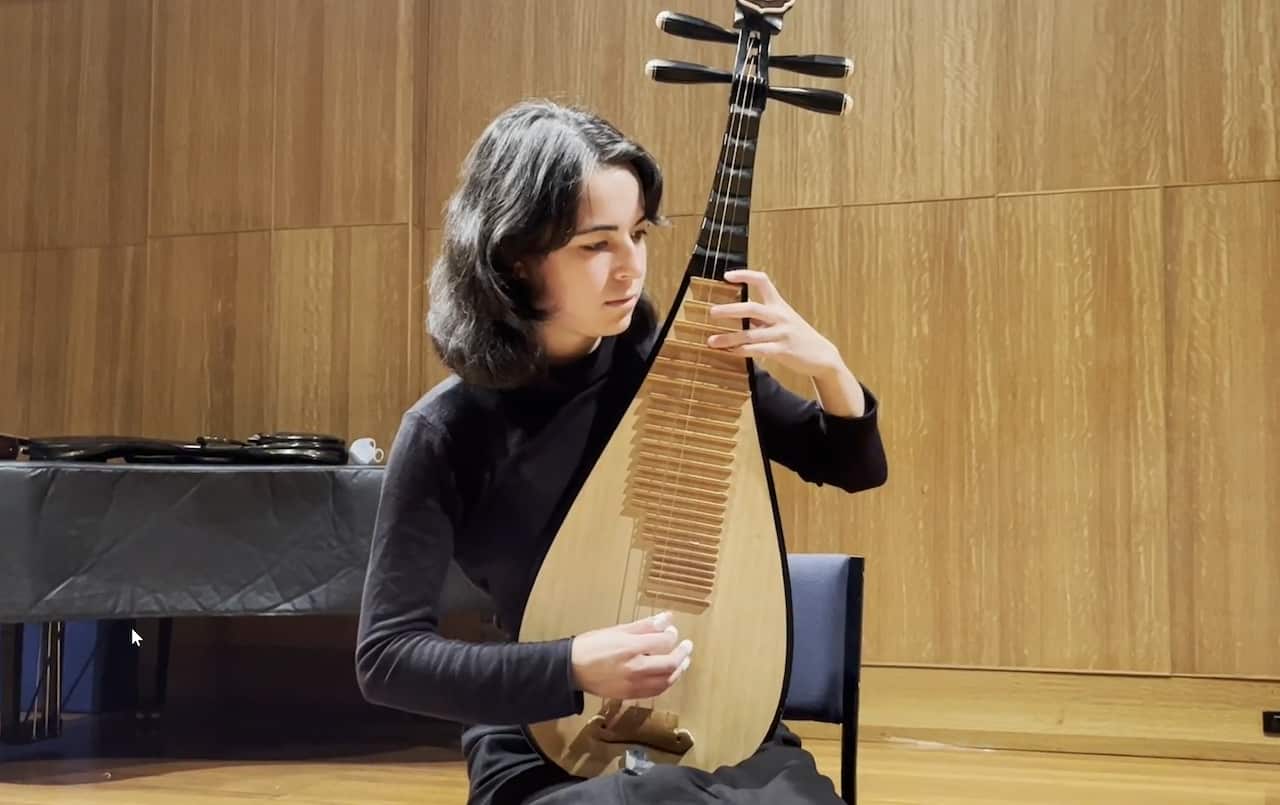 Sydney Conservatorium of Music student Georgia Richardson playing Chinese traditional instrument Pipa