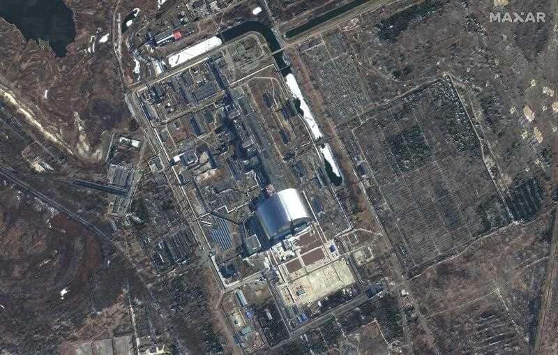 A satellite image of the Chernobyl nuclear power plant