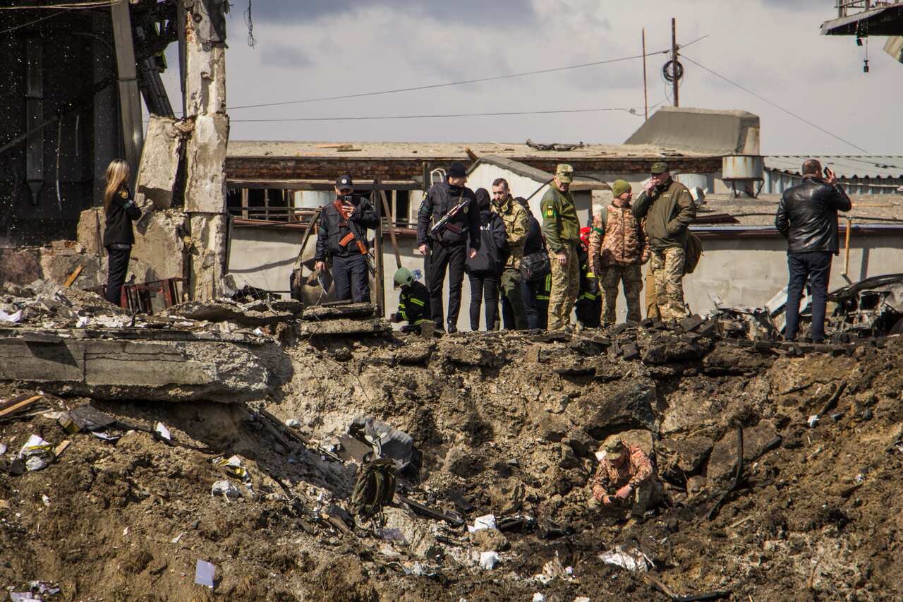 Missile strikes hit Lviv on April 18, 2022. 