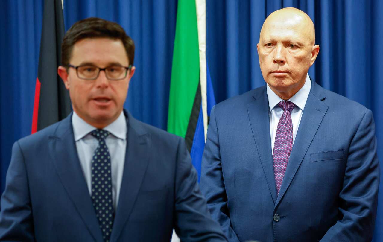 David Littleproud speaks to the media during a press conference at the Commonwealth Parliament Offices in Brisbane, Sunday, June 5, 2022.