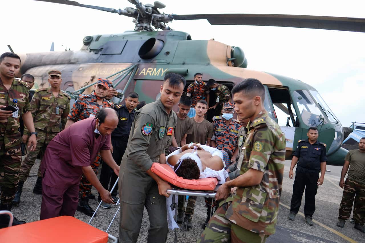 A man injured in a massive fire that broke out around midnight Saturday at the BM Inland Container Depot, at Chittagong in south-eastern Bangladesh.