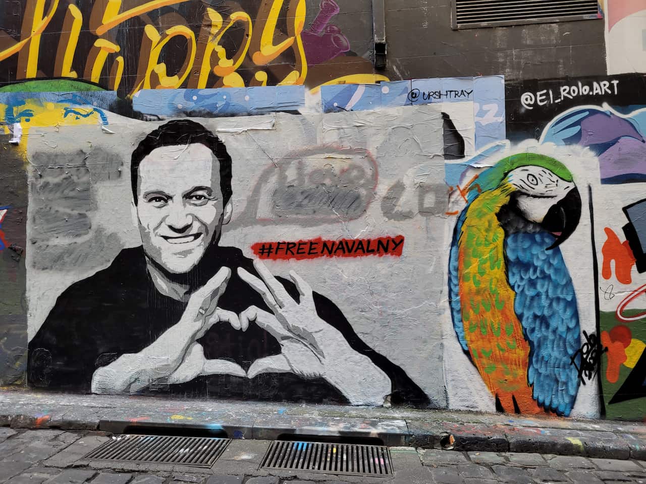 Mural with Alexey Navalny on Hosier Lane