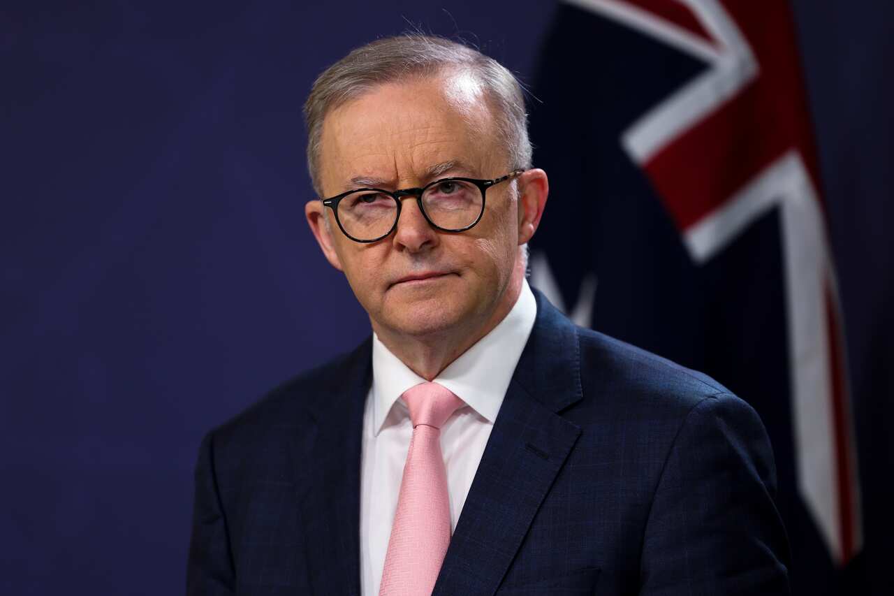 Australian Prime Minister Anthony Albanese speaks to the media during a press conference in Sydney, Saturday, June 11, 2022. The federal government will pay French company Naval Group around $830 million to settle a scrapped deal to build defence submarin