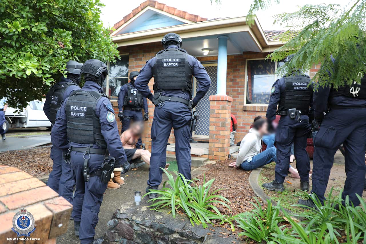 A supplied image obtained on Saturday, July 30, 2022, shows multiple police agencies have been working in NSW and Queensland to disrupt organised crime networks in the Northern Rivers and Gold Coast. A major criminal network operating across NSW and Queen