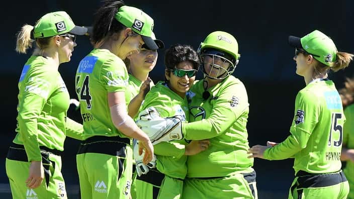 Nida Dar celebrating a wicket in Big Bash League.