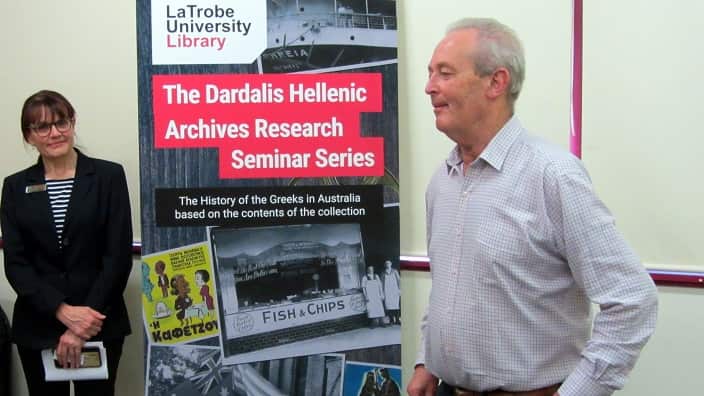 Fiona Salisbury, Library Executive Director, Professor Chris Mackie.