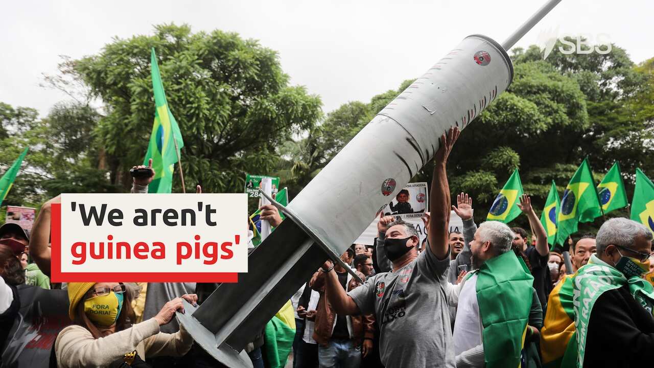 Brazilians protest Chinese COVID-19 vaccine
