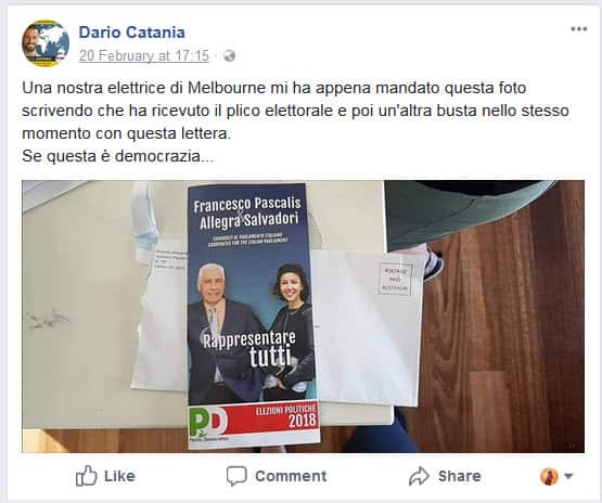 A screenshot of Dario Catania's post