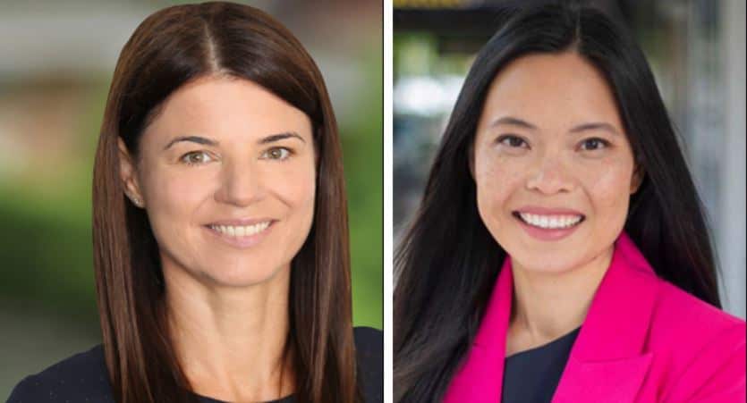 Labor’s candidate for Reid, Sally Sitou (left), and the sitting MP, Fiona Martin (right)