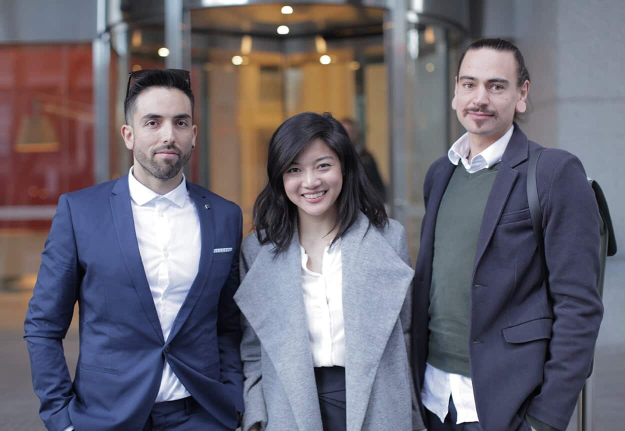 Luciano, left, and Drew, right, with their lawyer Yunn Chen