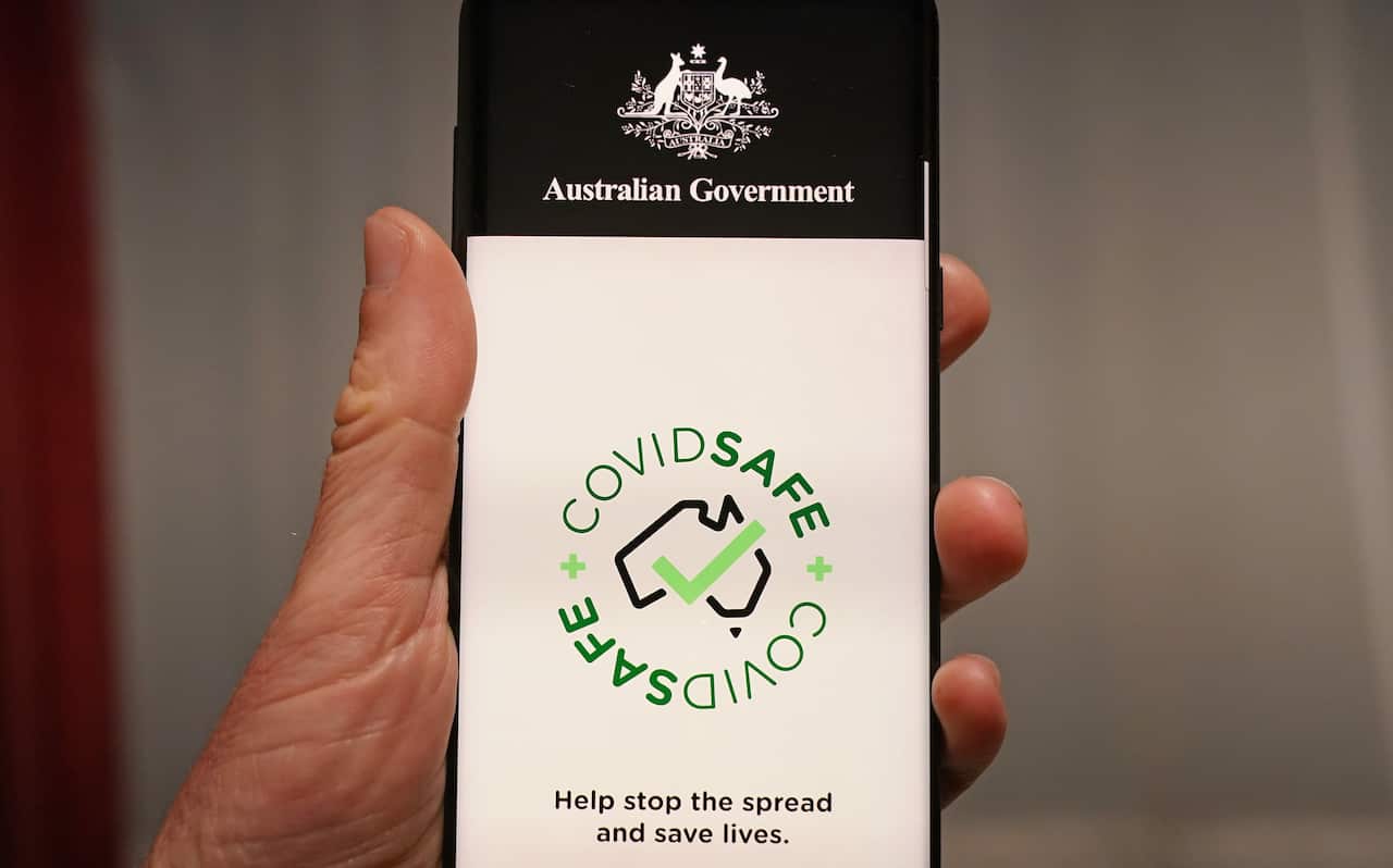 The Australian Government's new voluntary coronavirus tracing app 'COVIDSafe' is seen on a mobile phone.