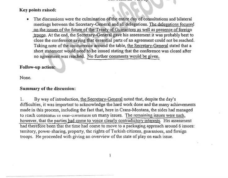 Cyprus issue: New revelations on the last supper of Crans-Montana