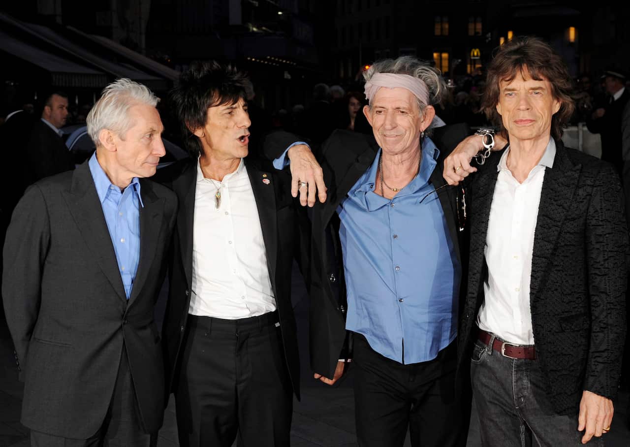 The Rolling Stones - Charlie Watts, Ronnie Wood, Keith Richards and Mick Jagger - in London, 18 October 2012
