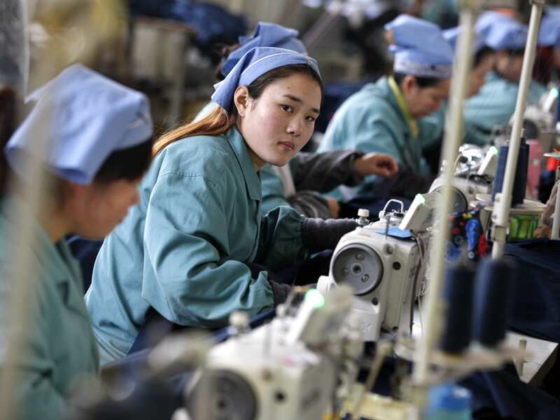 Workers at a garment factory in Huaibei city