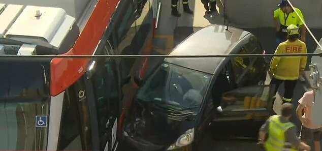 Both drivers sustained minor injuries and emergency crews were working to re-rail the tram