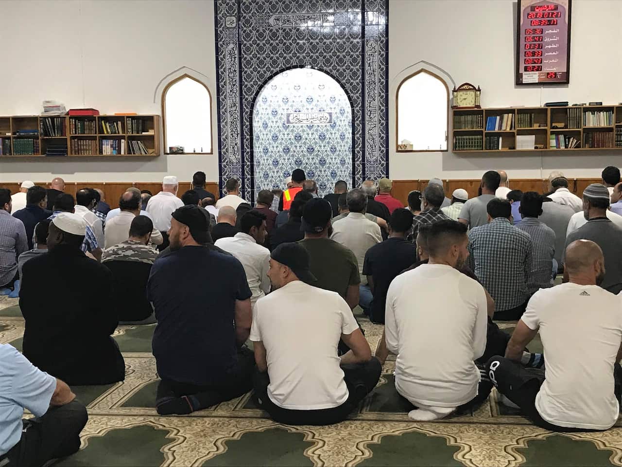 Mourners at the farewell prayers for Aya Maasarwe in Melbourne. 