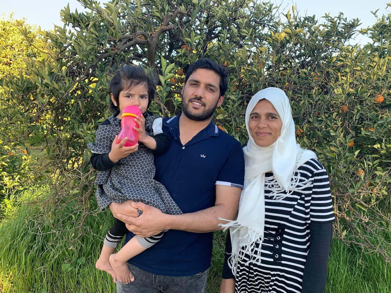 Ali Hussein and wife Ayesha with their daughter Durre moved to Leeton, NSW, a month ago. 
