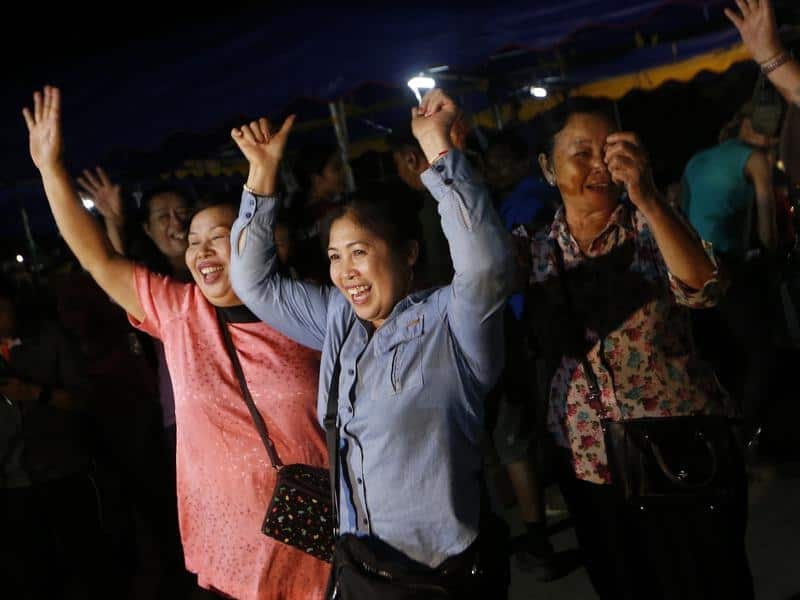 Onlookers celebrate in Chiang Rai.