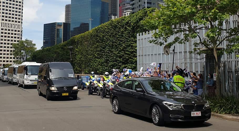 South Korean president Moon Jae-in arraives in Sydney