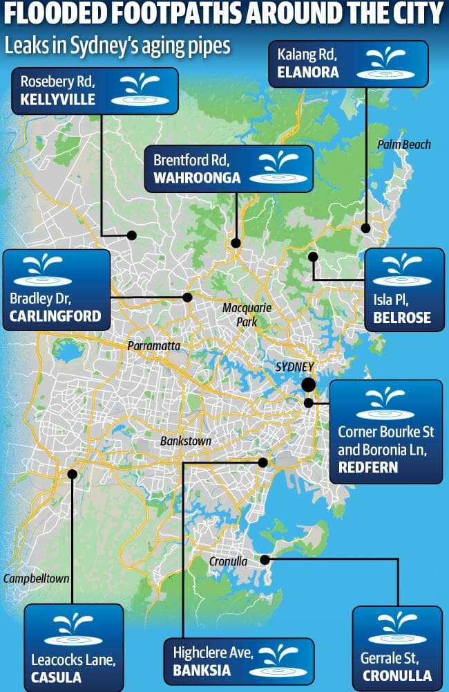 A map showing areas experiencing major water loss.