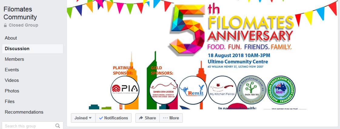 Filomates Community Facebook Page