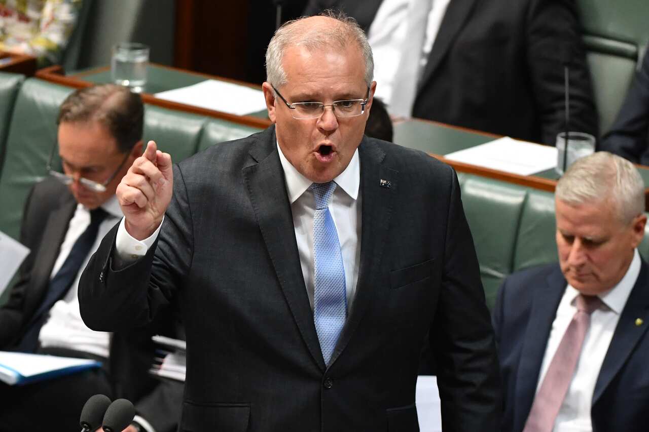 Prime Minister Scott Morrison during Question Time at Parliament House in Canberra.