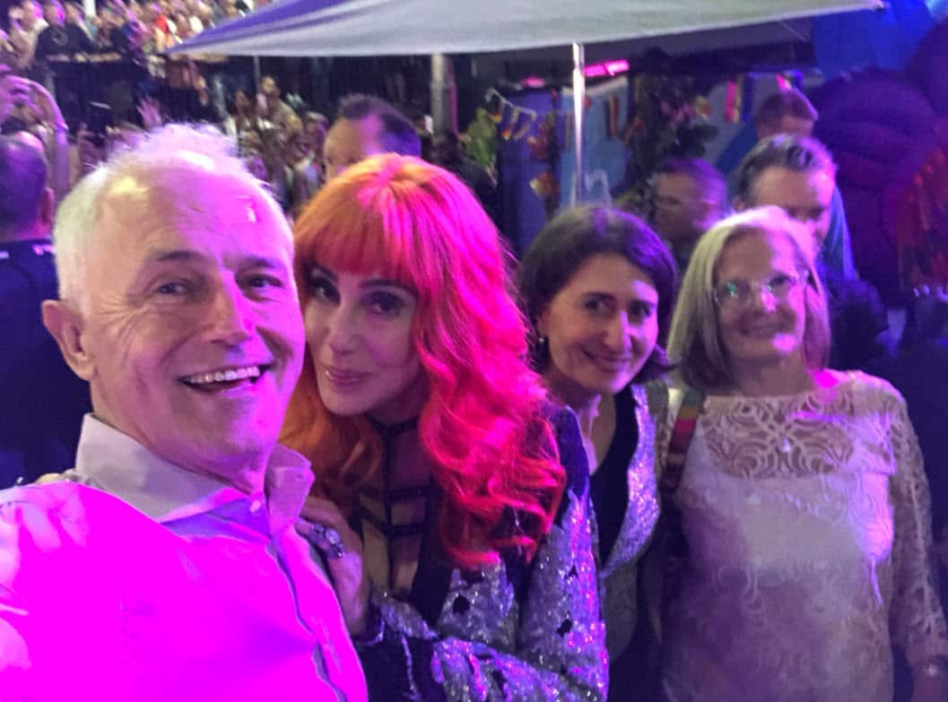 Prime Minister Malcolm Turnbull with Cher at the Sydney Mardi Gras.