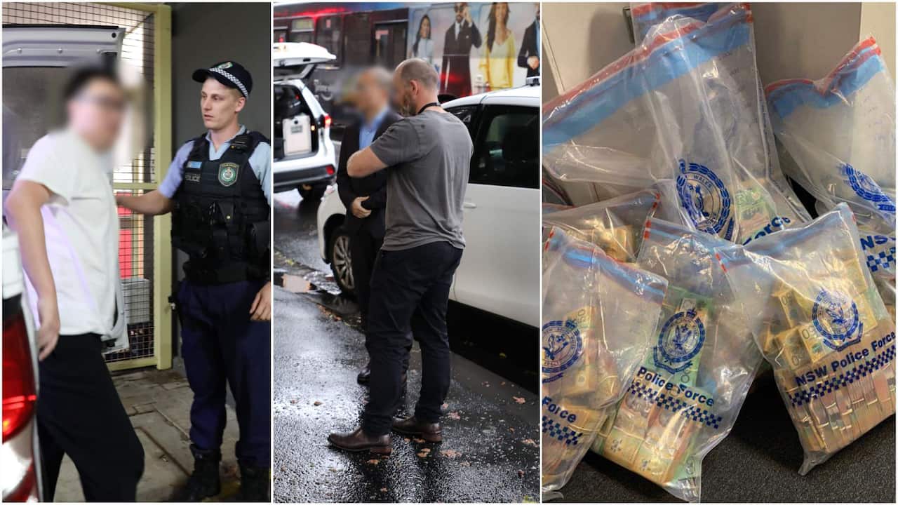 Strike Force Mactier arrested two men near a unit block on Gardeners Road, Mascot.