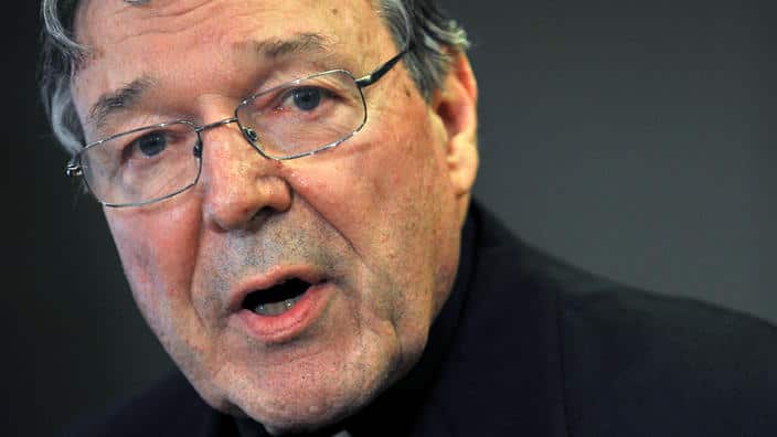 **FILE** A Tuesday, Nov. 13, 2012 file photo of Cardinal George Pell at a press conference in Sydney. Two men have come forward claiming Cardinal George Pell groped them at a Victorian pool in the 1970s. (AAP Image/Paul Miller) NO ARCHIVING