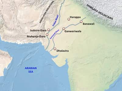 Map of the Area of Harappan Civilization