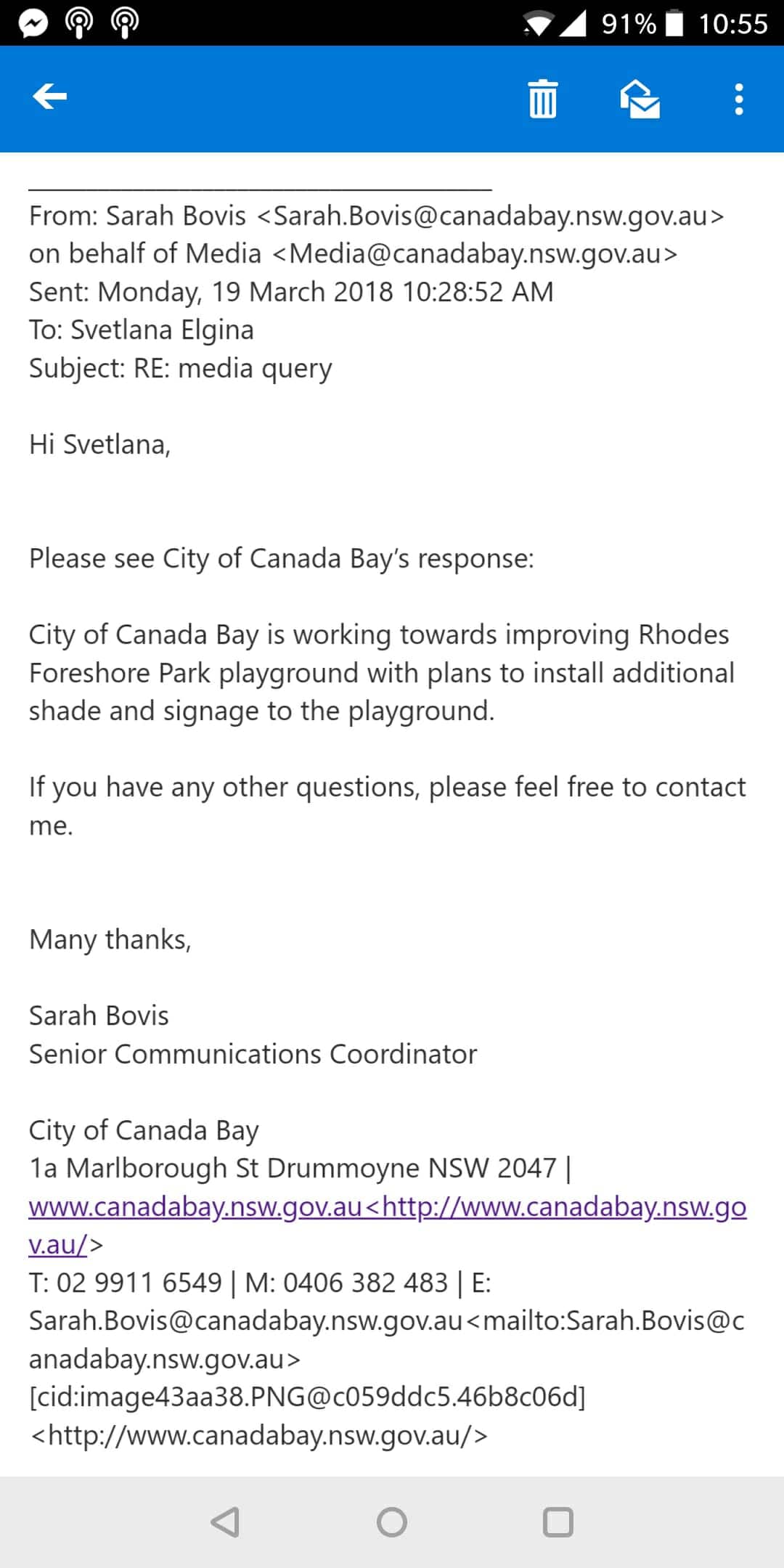 Response from the CIty Council