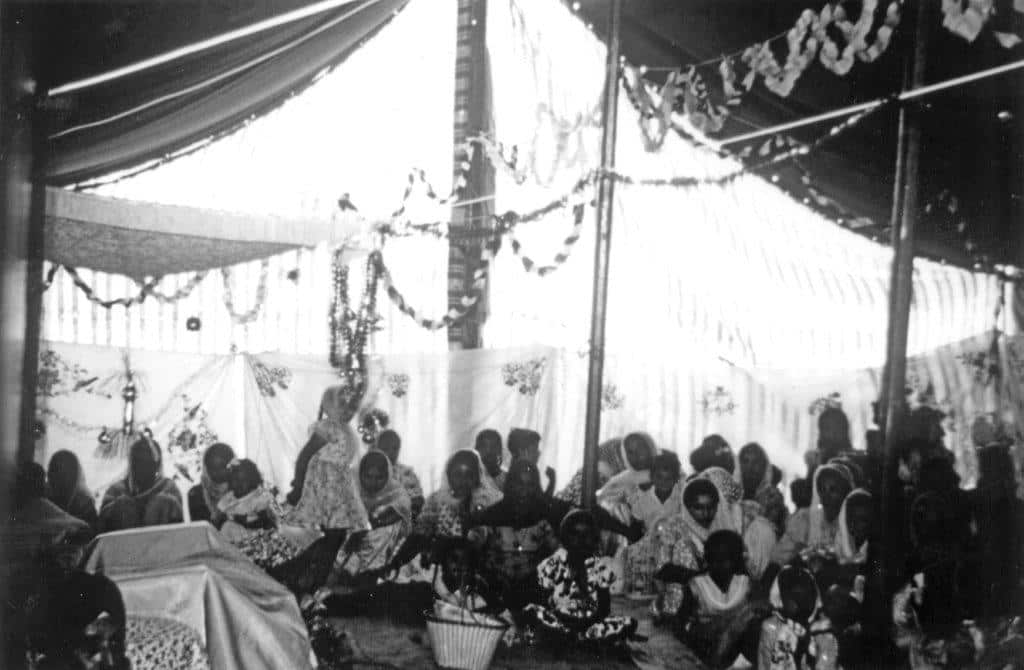 Akhand Path underway in 1969 at the site of Guru Nanak Sikh Temple, Woolgoolga. 
