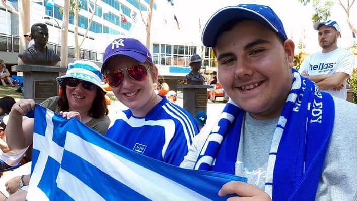 Greek fans at Melbourne's Tennis Centre