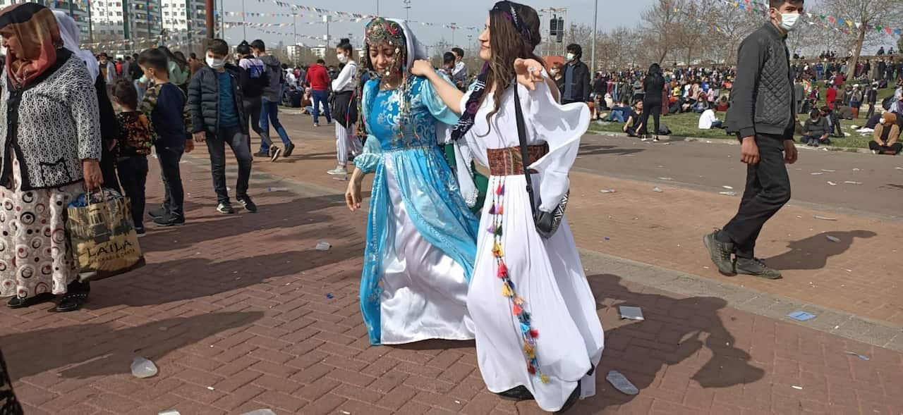 two girls dancing
