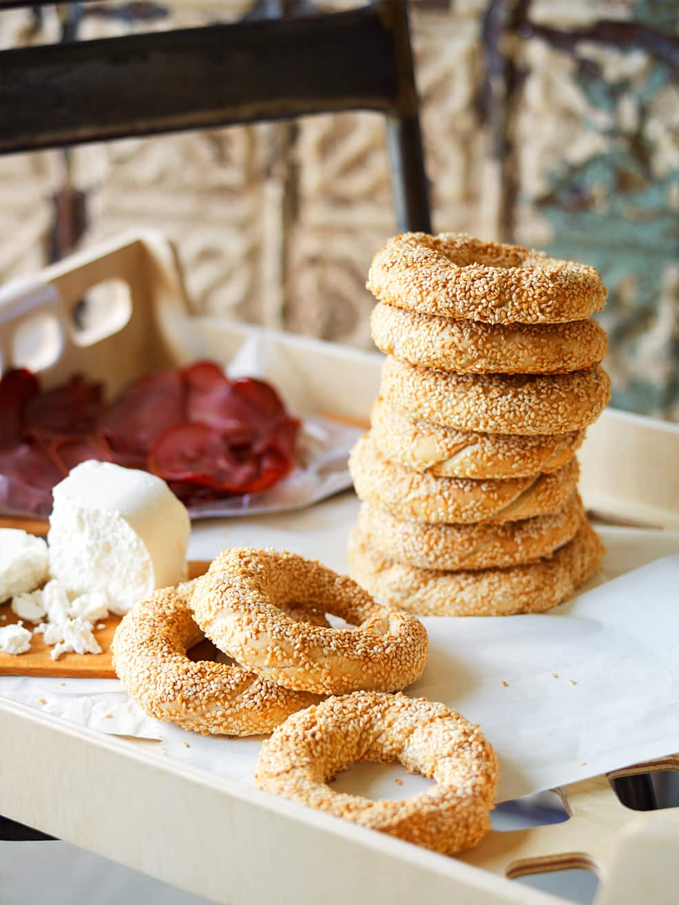 Turkish circular sesame bread (simit)