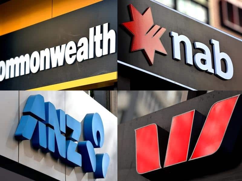 This is a file image of of signage of Australia's 'big four' banks.