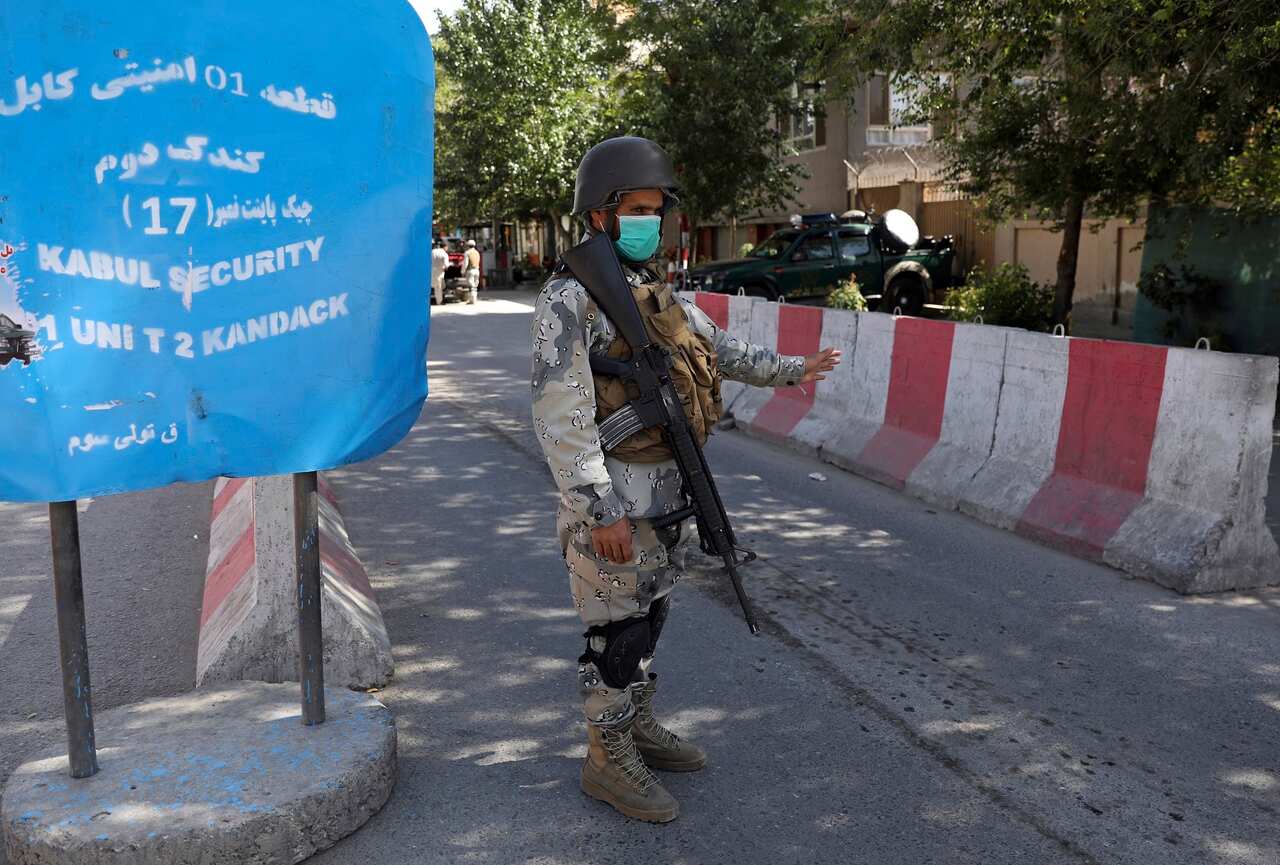 Afghan security personnel at a checkpoint around the Green Zone, which houses foreign embassies in Kabul.