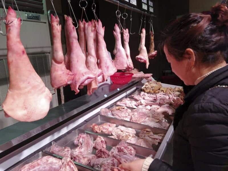 Pork on sale in China
