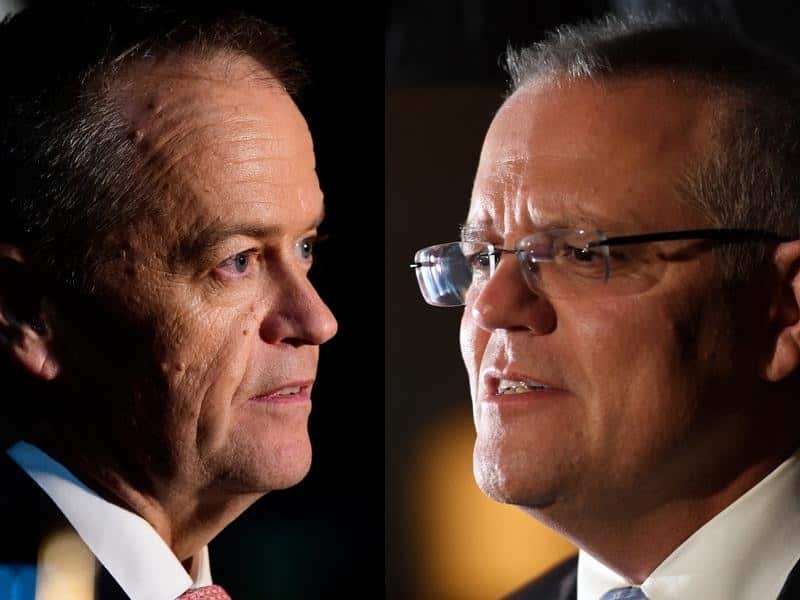 A composite picture with Bill Shorten and Scott Morrison.