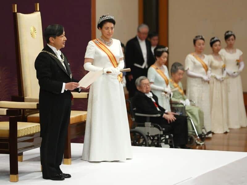 Naruhito, accompanied by new Empress Masako