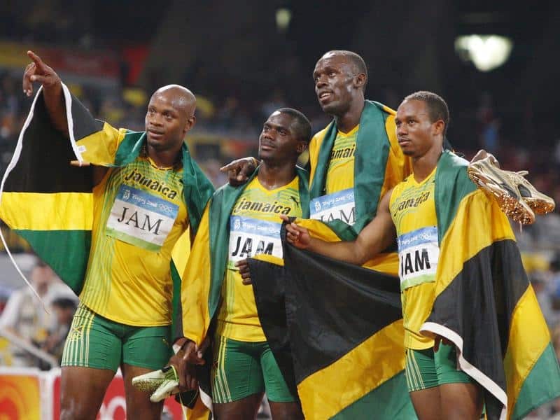 The 2008 Jamaican 4x100 relay team in Beijing