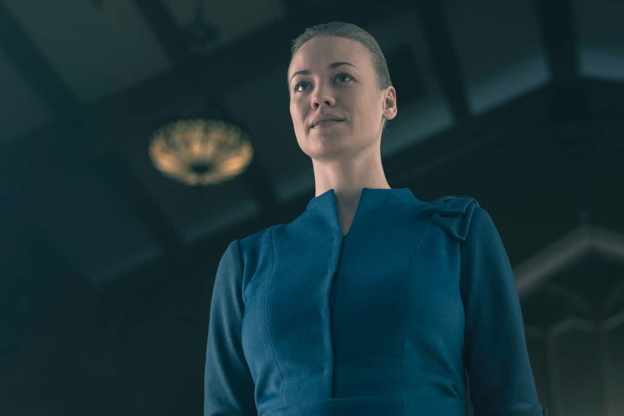 Yvonne Strahovski in the Handmaiden's Tale
