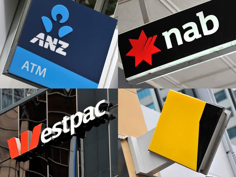 A composite image of signage of the big four banks
