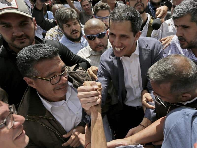 Juan Guaido with supporters