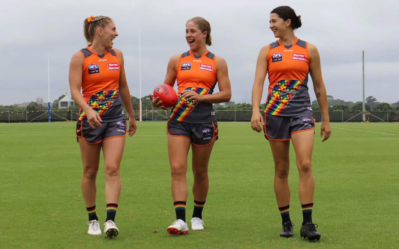 GWS players in the pride guernsey.