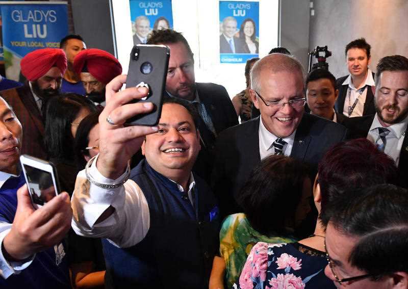 Prime Minister Scott Morrison at the Liberal candidate for Chisholm Gladys Liu's campaign launch at the Box Hill Golf Club in Melbourne.