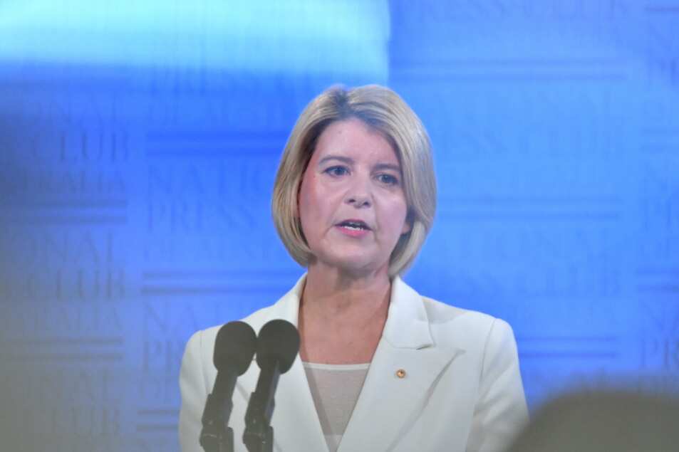 Our Watch Chair Natasha Stott Despoja addresses the National Press Club in Canberra.