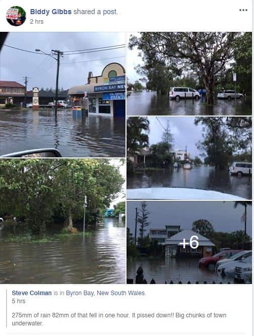 Byron Bay was hit hard by the rain overnight.