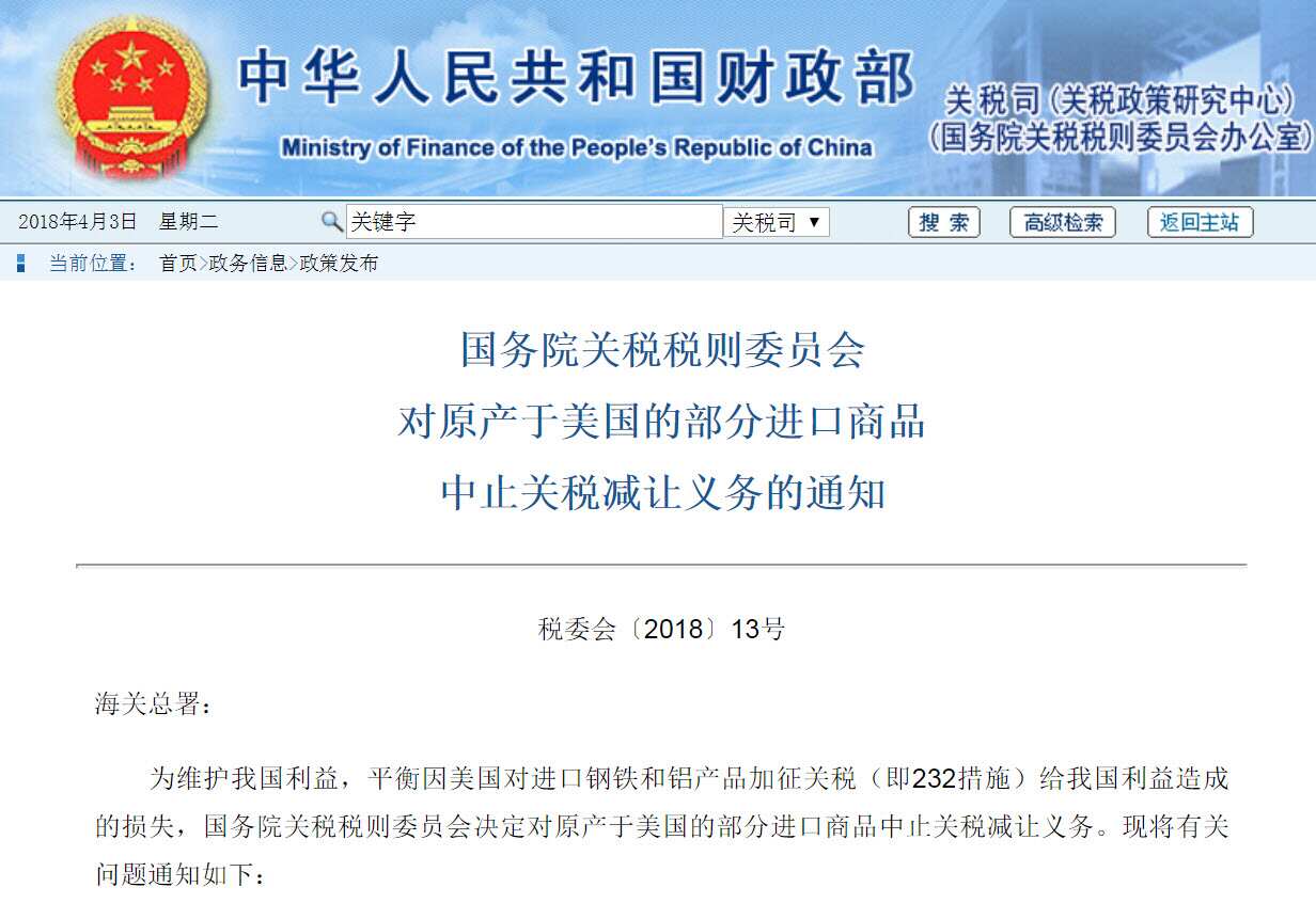 China has increased tariffs by up to 25 per cent on 128 US products